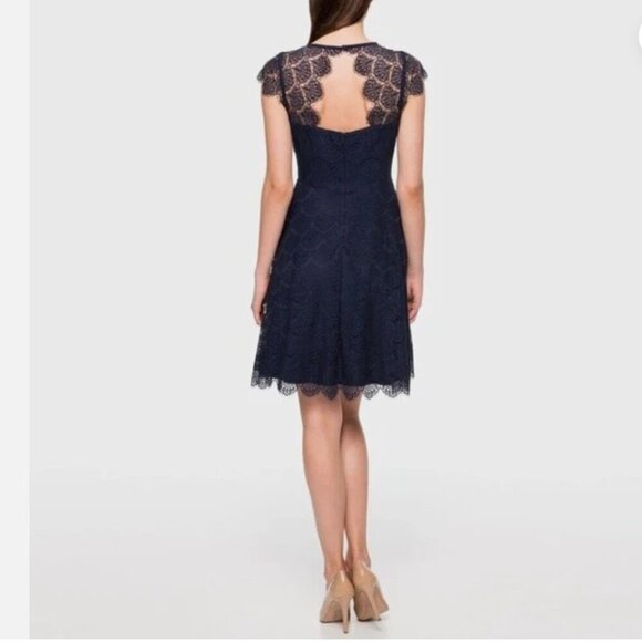 Kensie Fit & Flare Dress Navy Blue Lace 8 - Picture 15 of 15
